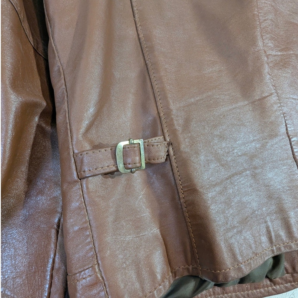 Vintage Jean Pierre Brown Leather Jacket Made in Argentina 42 Mens 80s Shacket - Picture 14 of 16
